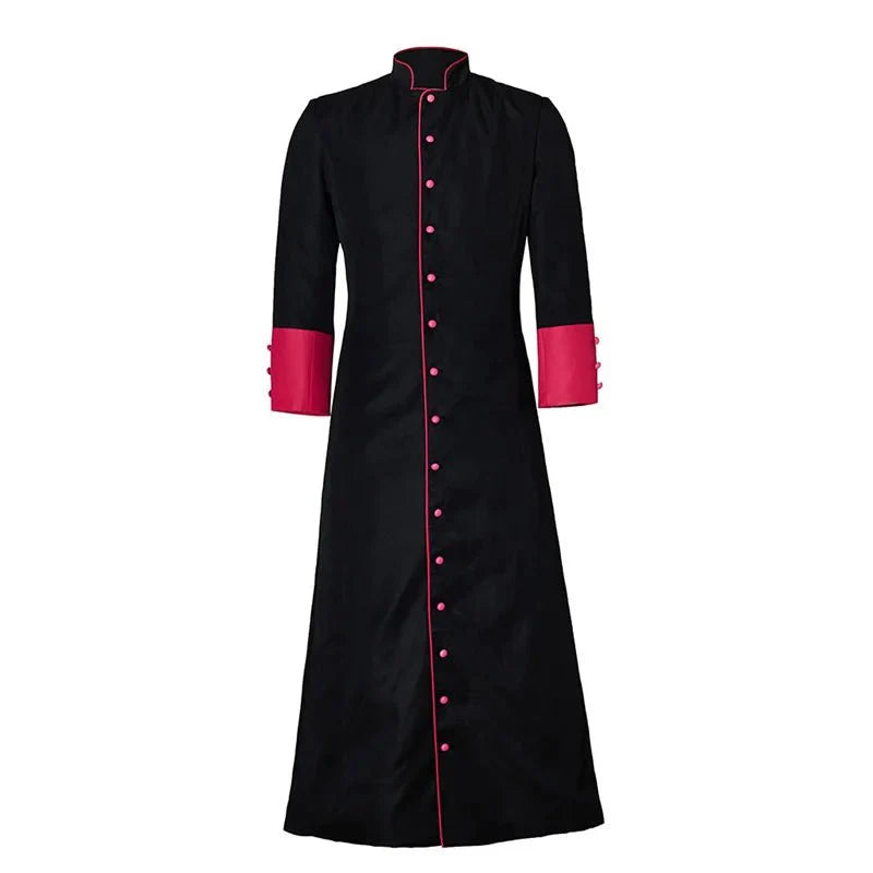 Epic Medieval Priest Robe - Black & Red Roman Pastor Cassock Jacket for Men | Astricos Medieval Series - Astricos