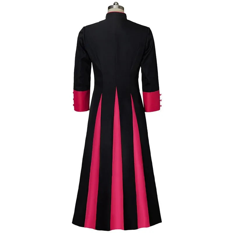 Epic Medieval Priest Robe - Black & Red Roman Pastor Cassock Jacket for Men | Astricos Medieval Series - Astricos