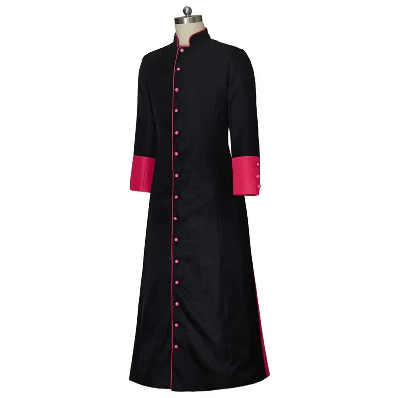 Epic Medieval Priest Robe - Black & Red Roman Pastor Cassock Jacket for Men | Astricos Medieval Series - Astricos