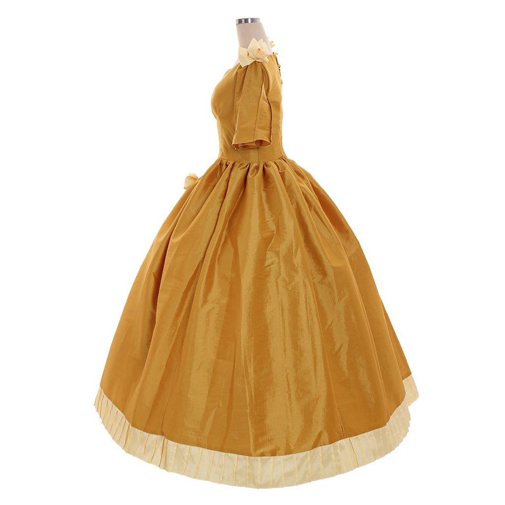 Elegant Custom-Made Aristocrat Ball Gown | Astricos Yellow Victorian Gothic Evening Dress - Astricos