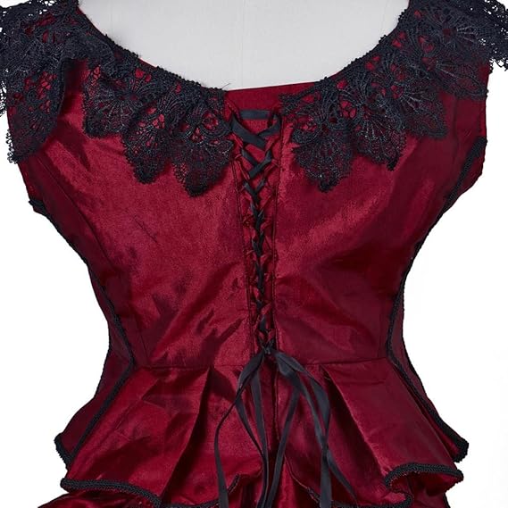 Astricos 18th Century Red Gothic Victorian Ball Gown Costume – Elegant Bustle Dress for Women - Astricos