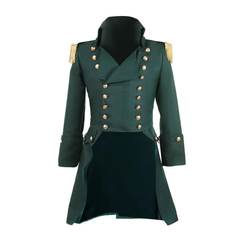 Vintage Green Steampunk Trench Coat - Noble Court Prince Costume | Astricos - Astricos