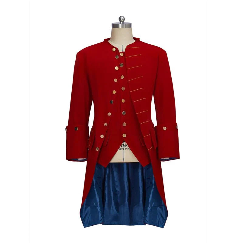 Elegant Astricos Men's Medieval Uniform Jacket - Red Regency Era Tuxedo for Noblemen - Astricos