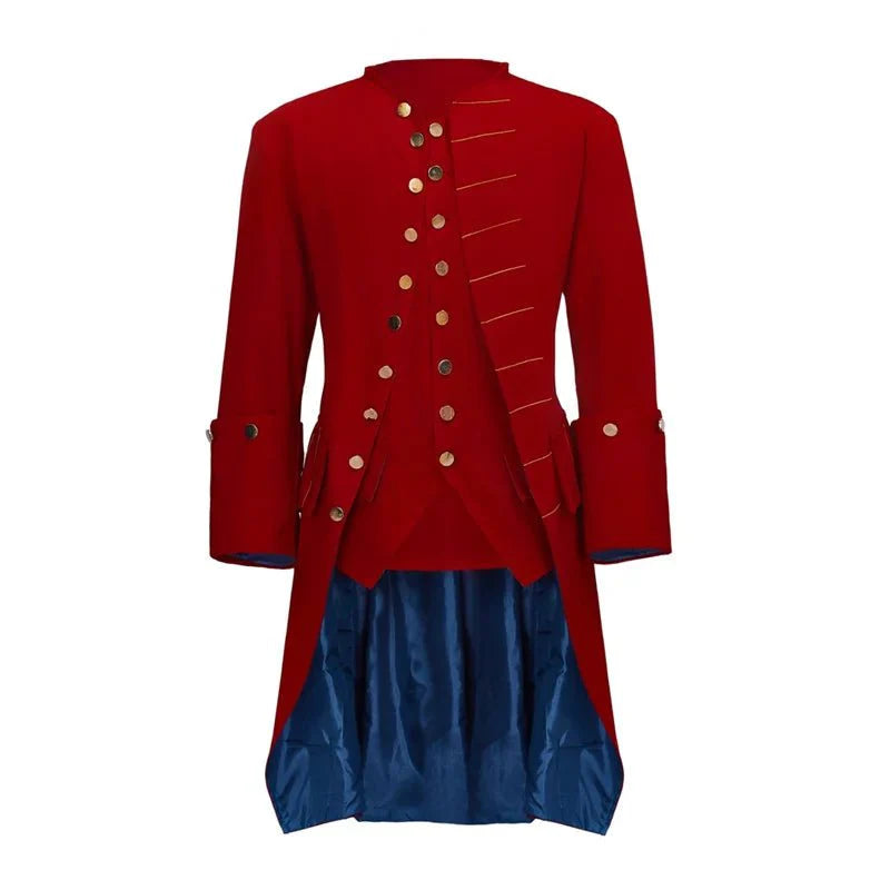 Elegant Astricos Men's Medieval Uniform Jacket - Red Regency Era Tuxedo for Noblemen - Astricos