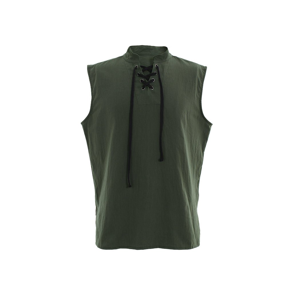 Medieval Men’s Victorian Vest Shirt - Pure Color Sleeveless Shirt with Collar Straps for Summer | Astricos - Astricos