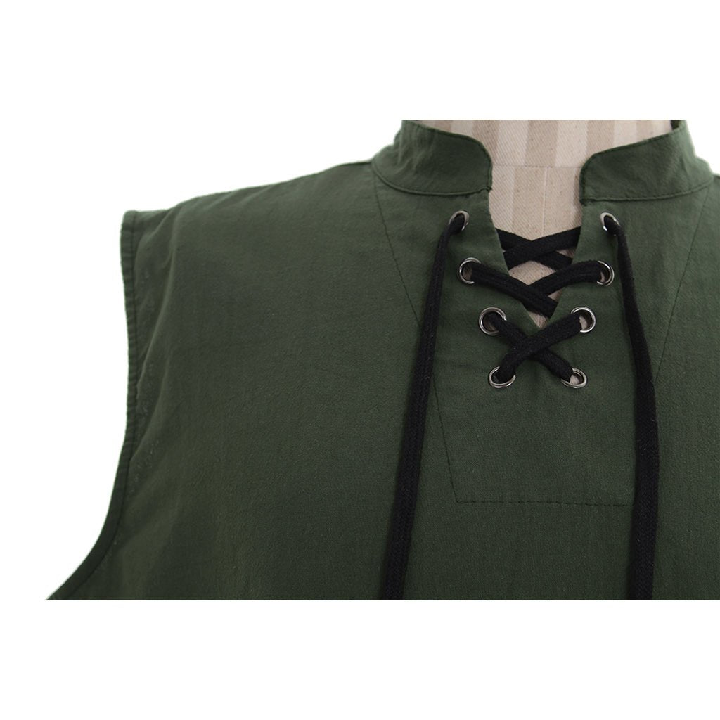 Medieval Men’s Victorian Vest Shirt - Pure Color Sleeveless Shirt with Collar Straps for Summer | Astricos - Astricos