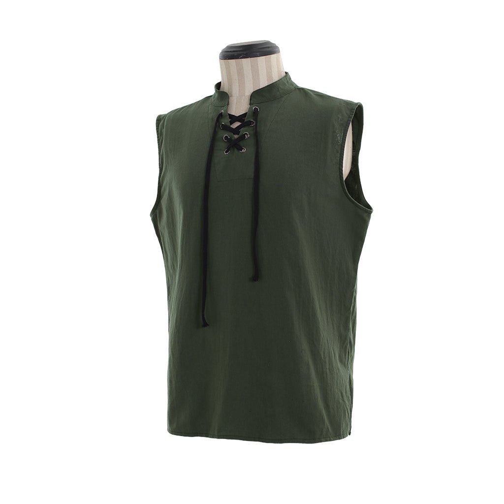 Medieval Men’s Victorian Vest Shirt - Pure Color Sleeveless Shirt with Collar Straps for Summer | Astricos - Astricos