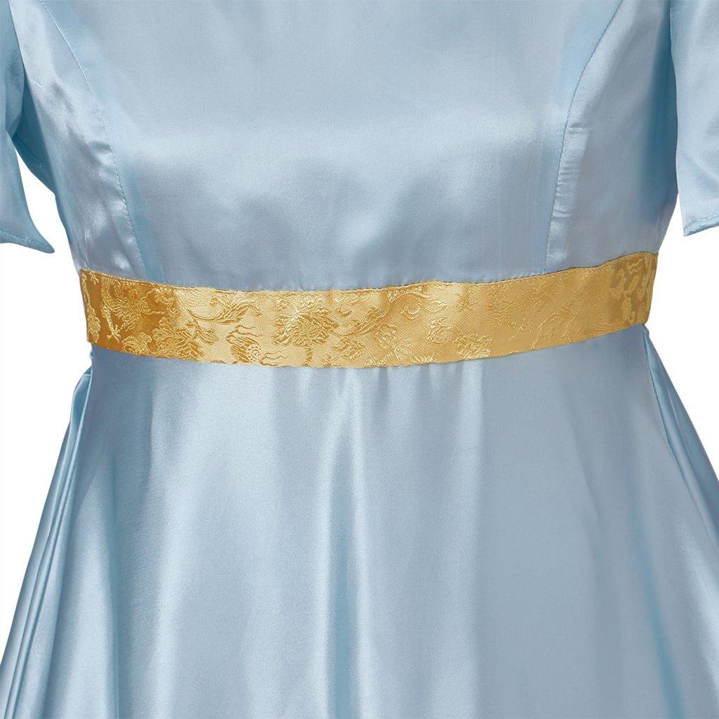 Elegant Astricos Medieval Regency Gown with Gold Waistband - Bridgerton Inspired Cosplay - Astricos