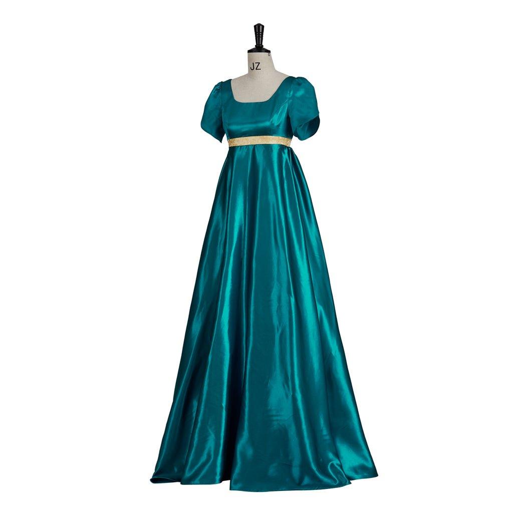 Astricos Traditional Empire Gown - Bridgerton Cosplay Costume in Luxurious Emerald Silk - Astricos