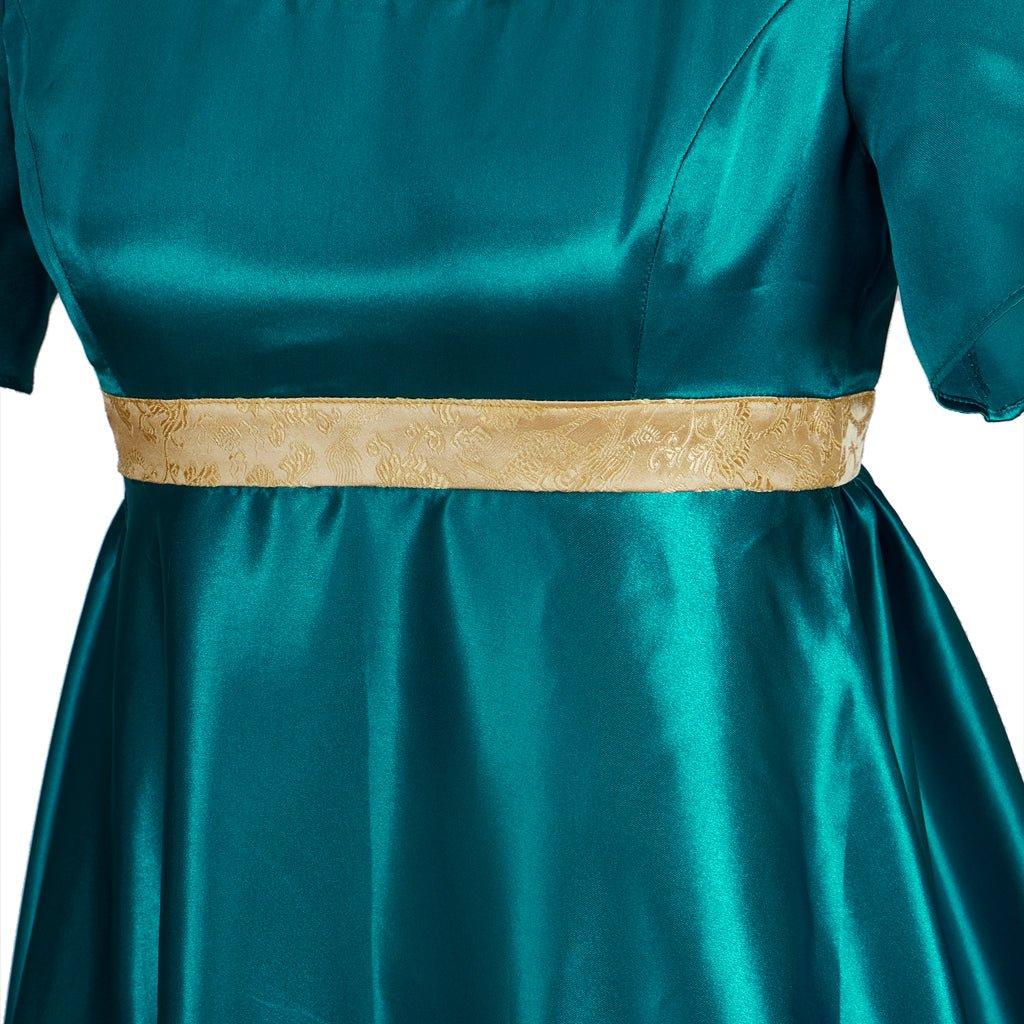 Astricos Traditional Empire Gown - Bridgerton Cosplay Costume in Luxurious Emerald Silk - Astricos