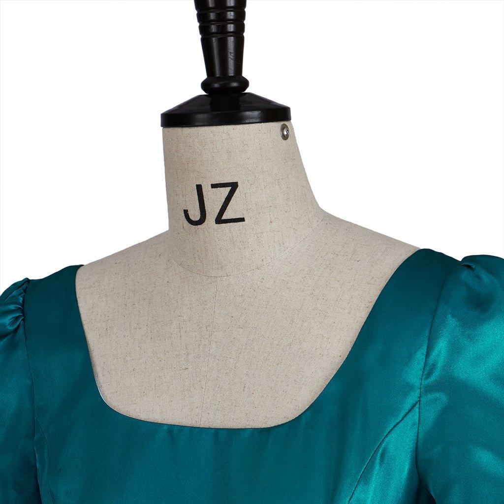 Astricos Traditional Empire Gown - Bridgerton Cosplay Costume in Luxurious Emerald Silk - Astricos