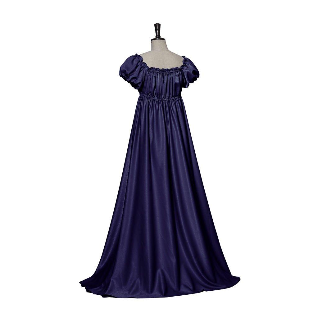 Historical Regency Empire Gown - Astricos Cosplay Costume in Iron Blue Silk - Astricos