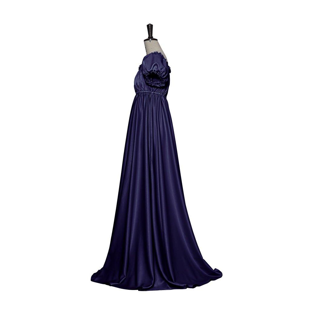 Historical Regency Empire Gown - Astricos Cosplay Costume in Iron Blue Silk - Astricos