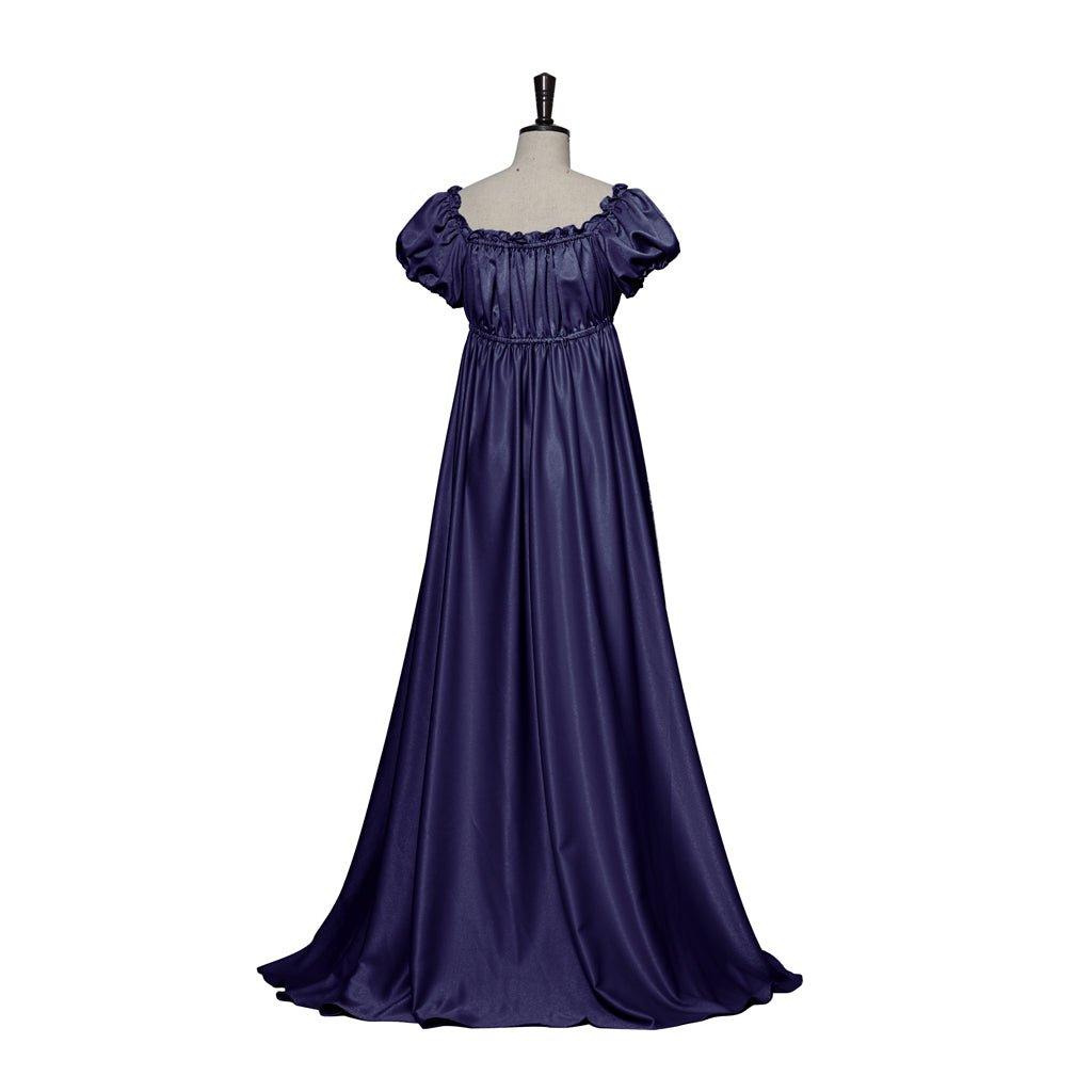 Historical Regency Empire Gown - Astricos Cosplay Costume in Iron Blue Silk - Astricos