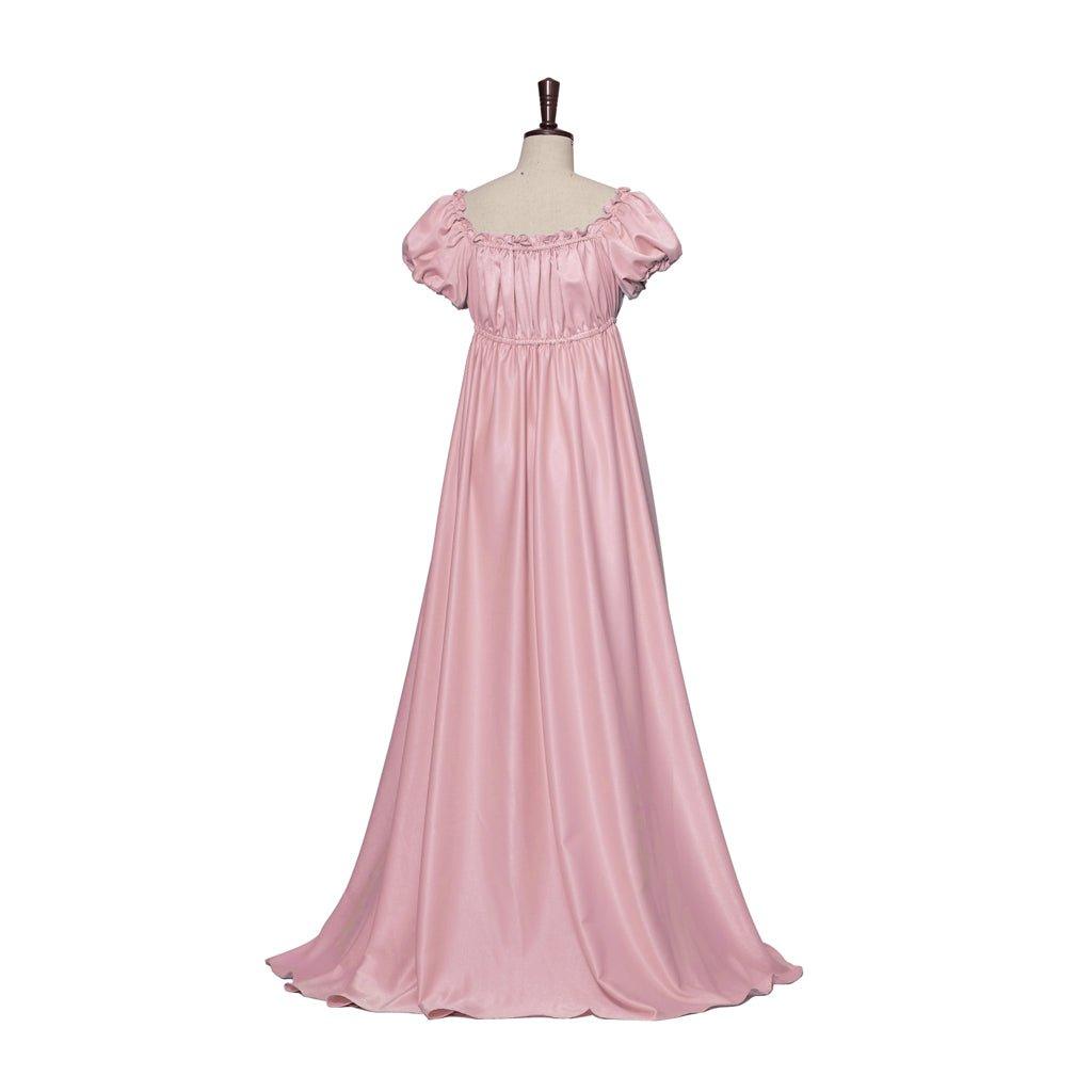 Elegant Astricos Empire Gown - Bridgerton-Inspired Cosplay Dress in Luxurious Pink Silk - Astricos