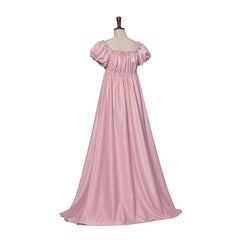 Elegant Astricos Empire Gown - Bridgerton-Inspired Cosplay Dress in Luxurious Pink Silk - Astricos