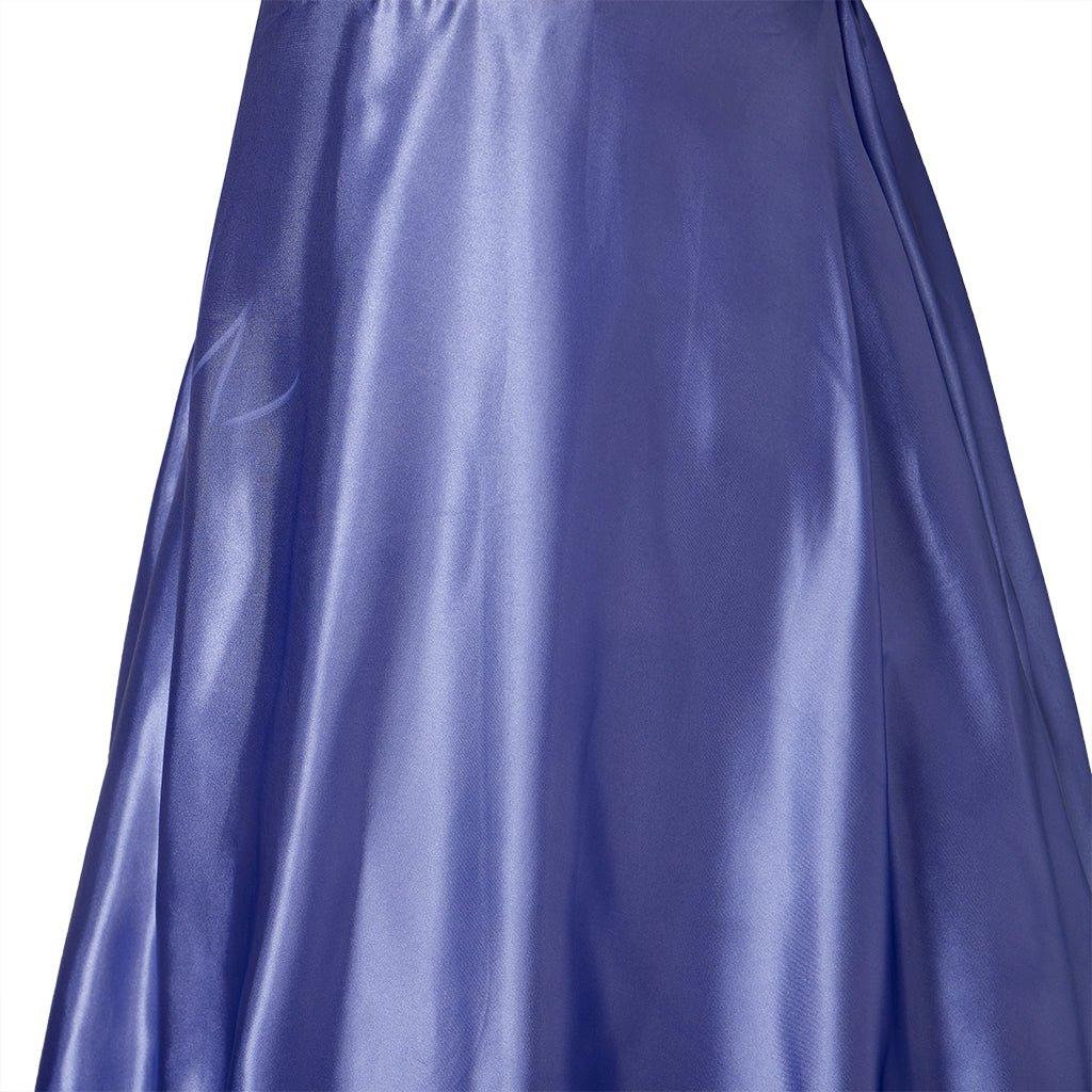 Elegant Empire Gown - Astricos Bridgerton Cosplay Costume in Lavish Purple-Blue Silk - Astricos