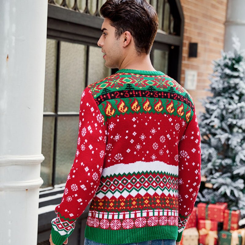 Men's Astricos Alpaca Pattern Long Sleeve Christmas Sweater - 2024 Autumn Winter Casual Pullover Knitwear - Astricos