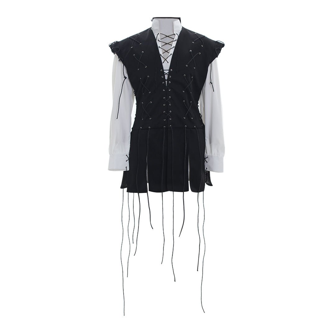 Men’s Classic Pirate Costume - White Shirt & Tassel Vest for Halloween | Astricos - Astricos