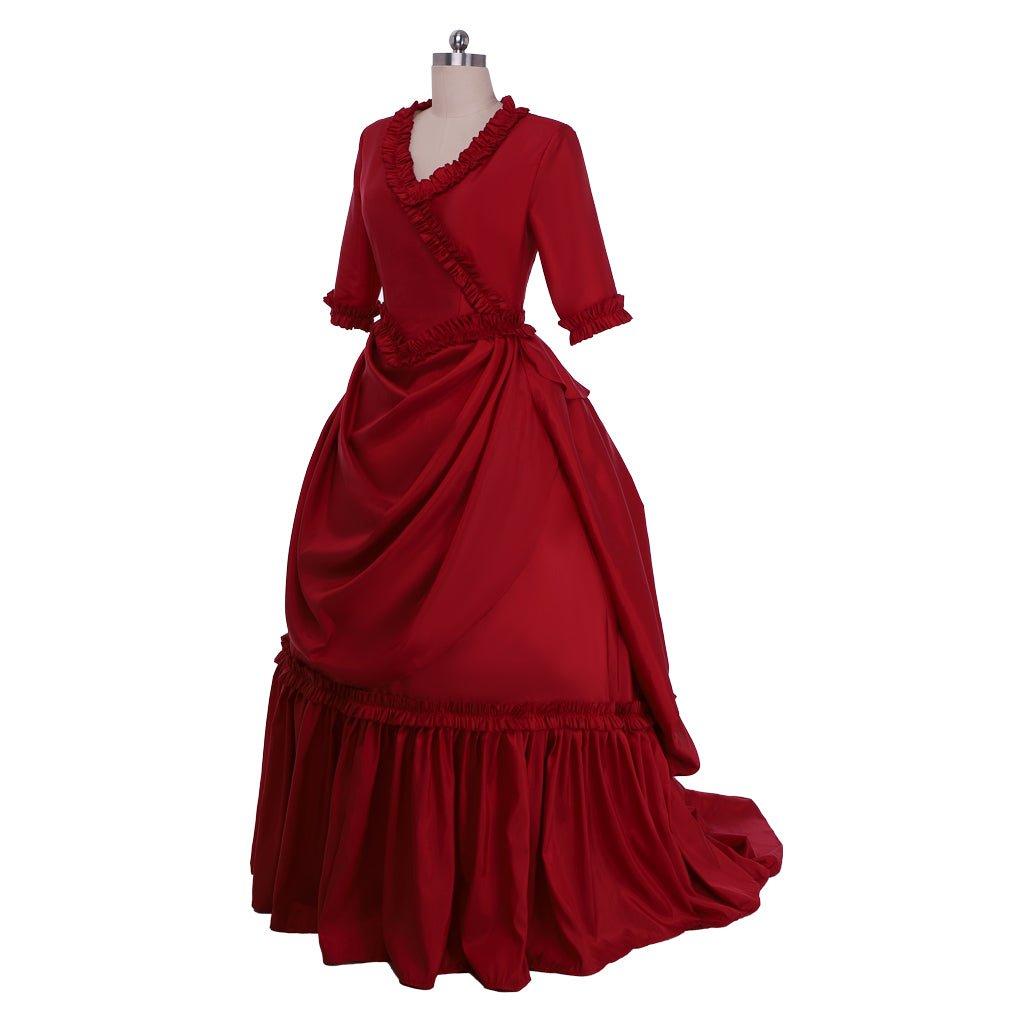 Astricos Victorian Cosplay Costume | Elegant Red Ball Gown with Bustle | Wedding & Cosplay Dress for Women - Astricos