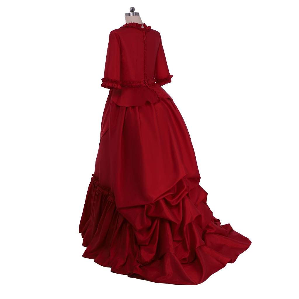 Astricos Victorian Cosplay Costume | Elegant Red Ball Gown with Bustle | Wedding & Cosplay Dress for Women - Astricos