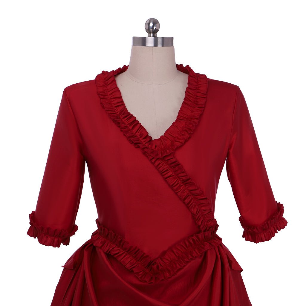 Astricos Victorian Cosplay Costume | Elegant Red Ball Gown with Bustle | Wedding & Cosplay Dress for Women - Astricos