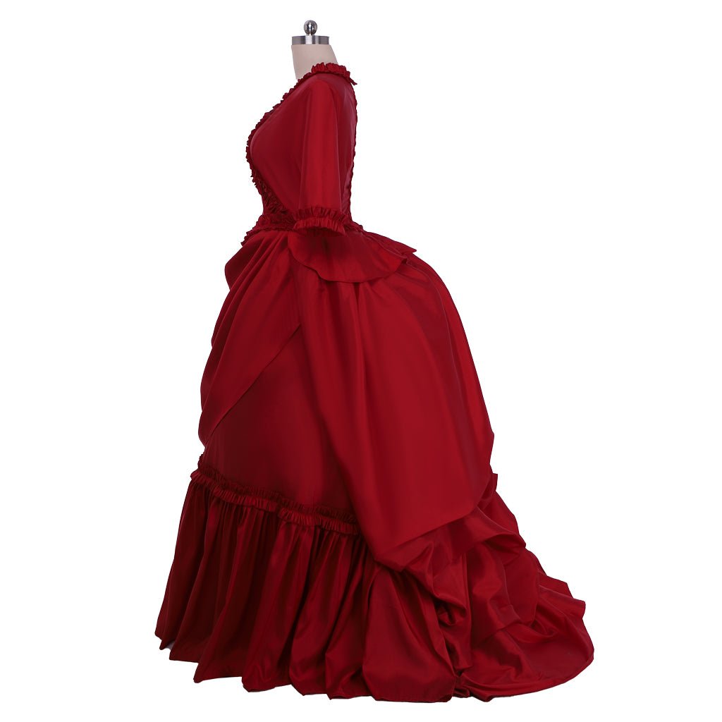 Astricos Victorian Cosplay Costume | Elegant Red Ball Gown with Bustle | Wedding & Cosplay Dress for Women - Astricos