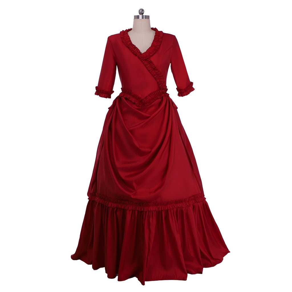 Astricos Victorian Cosplay Costume | Elegant Red Ball Gown with Bustle | Wedding & Cosplay Dress for Women - Astricos