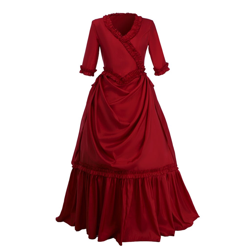 Astricos Victorian Cosplay Costume | Elegant Red Ball Gown with Bustle | Wedding & Cosplay Dress for Women - Astricos