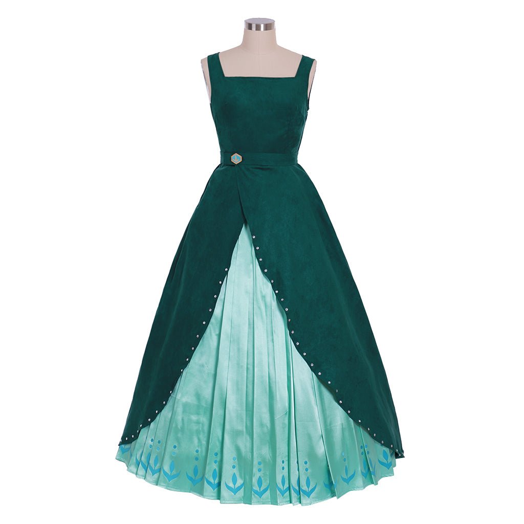 Astricos Queen Anna Dark Green Frozen 2 Cosplay Costume | Adult Disney Princess Dress - Astricos