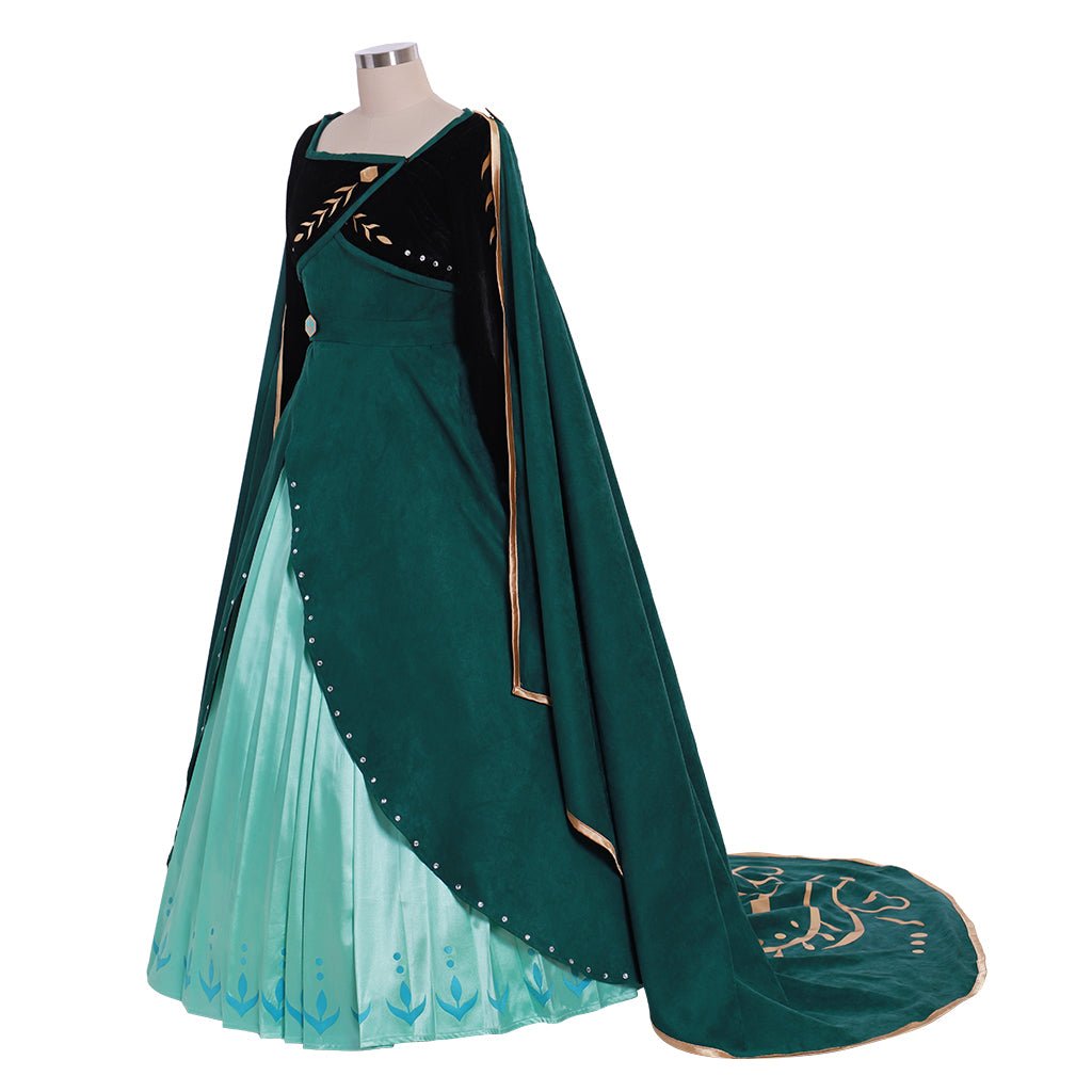 Astricos Queen Anna Dark Green Frozen 2 Cosplay Costume | Adult Disney Princess Dress - Astricos