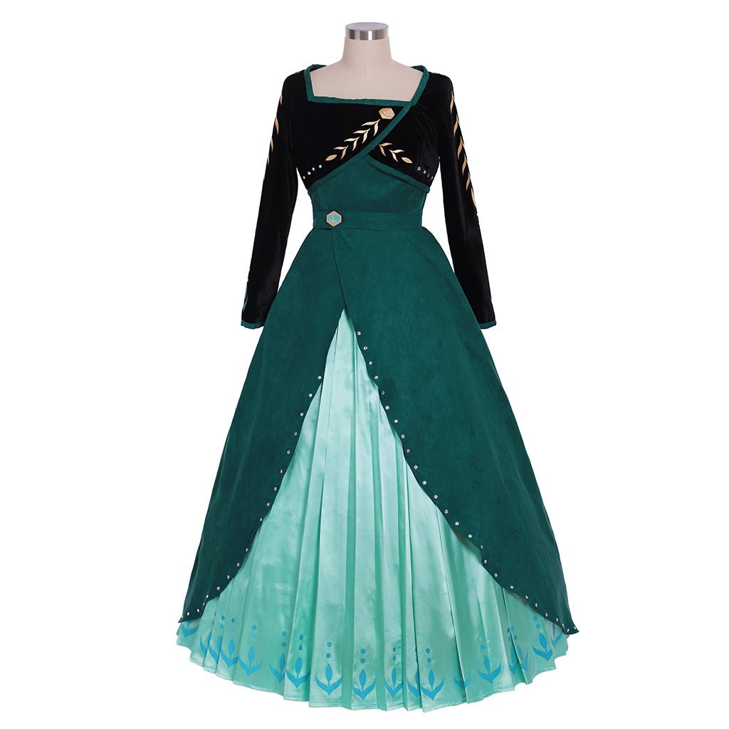 Astricos Queen Anna Dark Green Frozen 2 Cosplay Costume | Adult Disney Princess Dress - Astricos