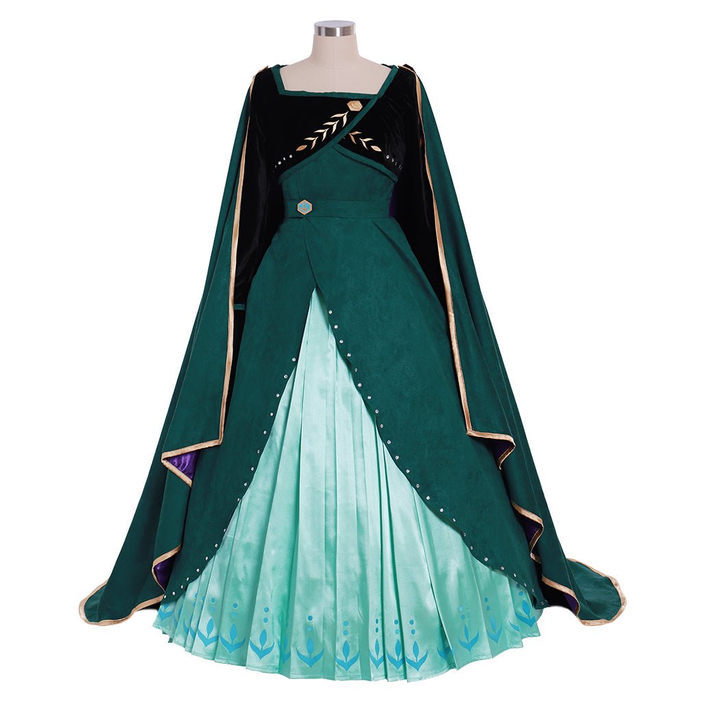 Astricos Queen Anna Dark Green Frozen 2 Cosplay Costume | Adult Disney Princess Dress - Astricos