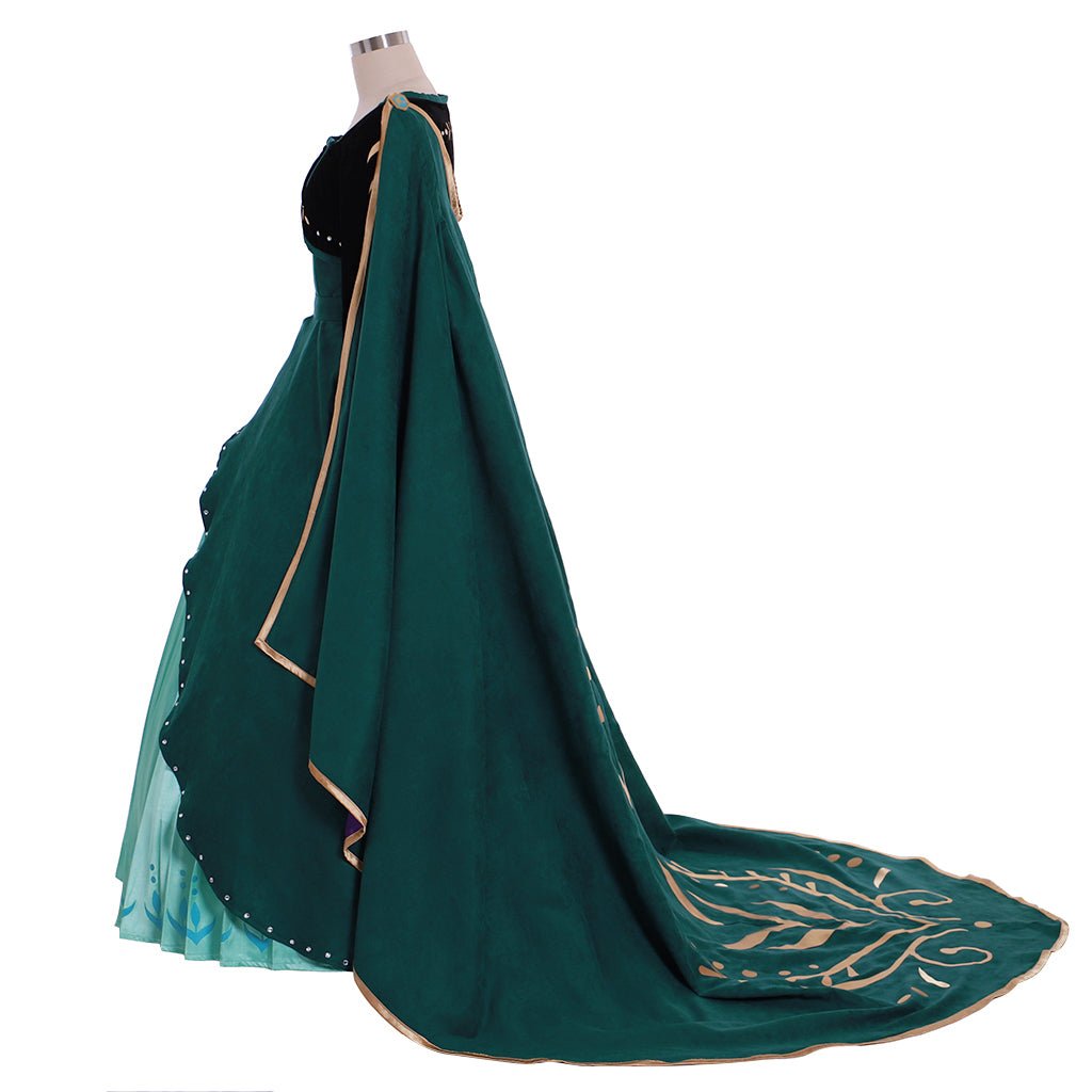 Astricos Queen Anna Dark Green Frozen 2 Cosplay Costume | Adult Disney Princess Dress - Astricos