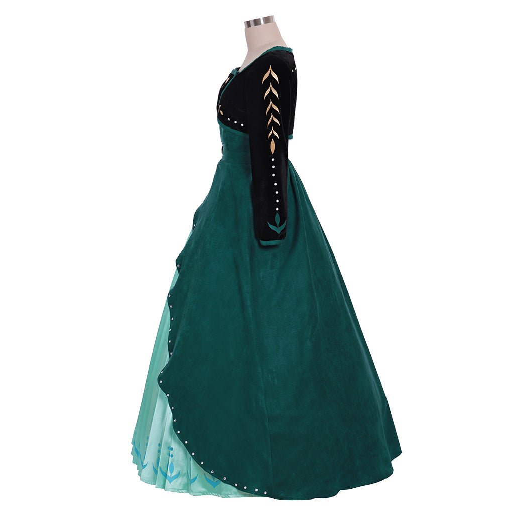 Astricos Queen Anna Dark Green Frozen 2 Cosplay Costume | Adult Disney Princess Dress - Astricos