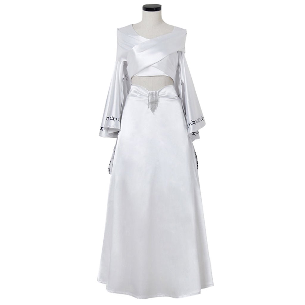 Astricos Padme Amidala Cosplay Costume - Chic White Dress Crop Top and Skirt Suit - Astricos