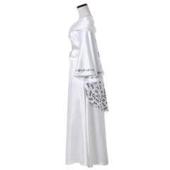 Astricos Padme Amidala Cosplay Costume - Chic White Dress Crop Top and Skirt Suit - Astricos