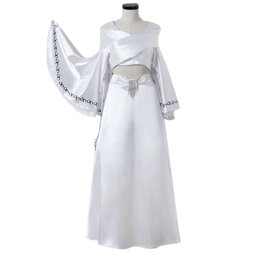 Astricos Padme Amidala Cosplay Costume - Chic White Dress Crop Top and Skirt Suit - Astricos