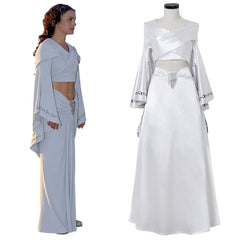 Astricos Padme Amidala Cosplay Costume - Chic White Dress Crop Top and Skirt Suit - Astricos