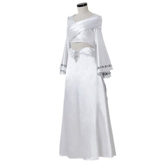 Astricos Padme Amidala Cosplay Costume - Chic White Dress Crop Top and Skirt Suit - Astricos