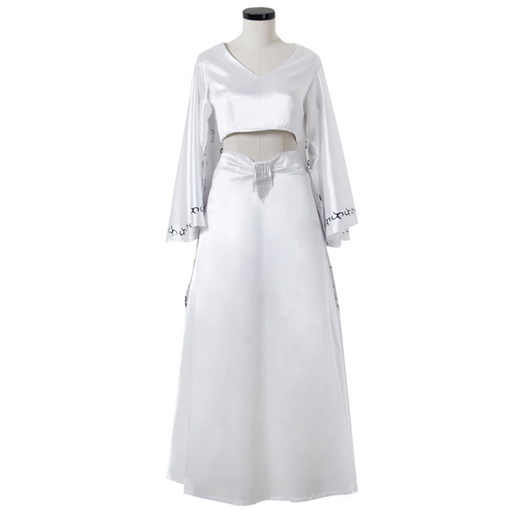 Astricos Padme Amidala Cosplay Costume - Chic White Dress Crop Top and Skirt Suit - Astricos