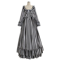 Astricos Elegant Hollow Katrina Van Tassel Striped Historical Dress - Astricos