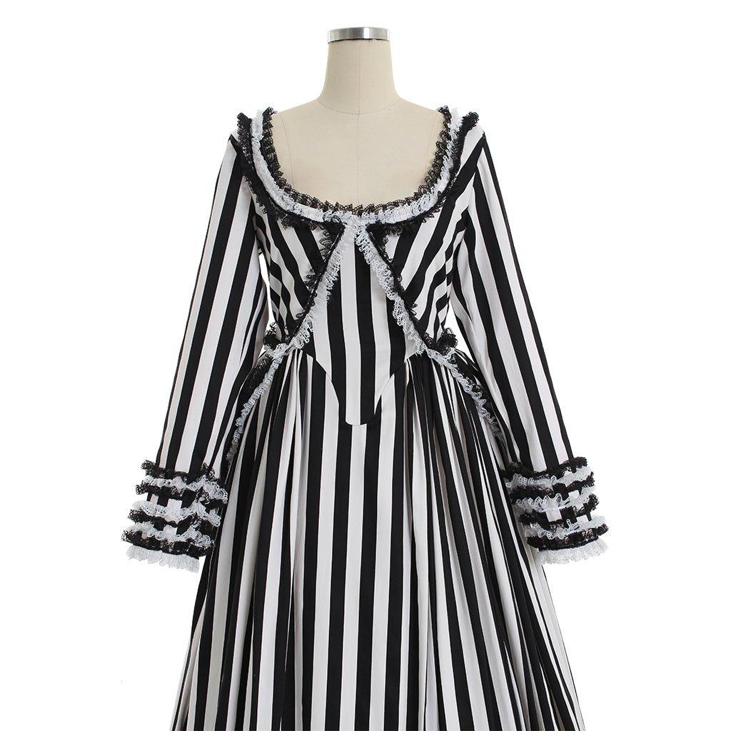 Astricos Elegant Hollow Katrina Van Tassel Striped Historical Dress - Astricos