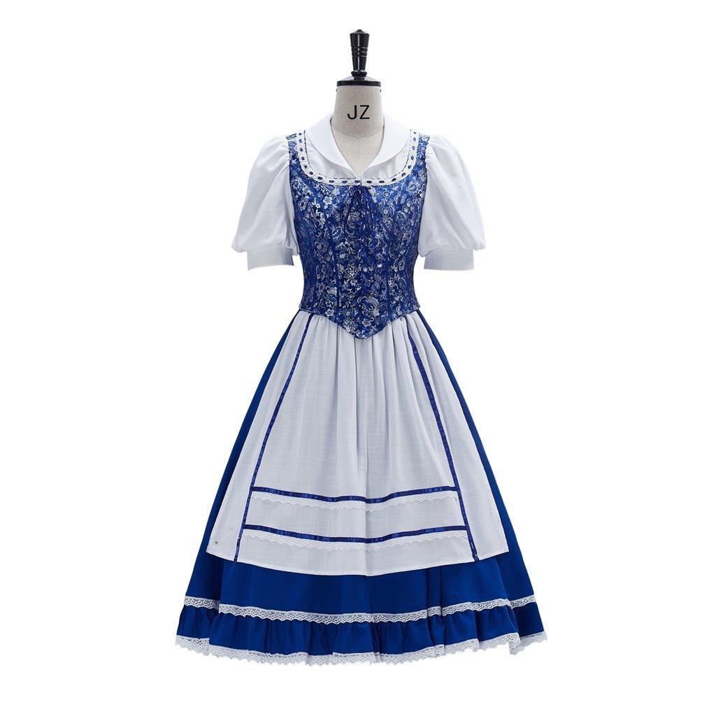 Astricos Princess Belle Cosplay Costume - Women's Blue Maid Dress for Fairytale Enthusiasts - Astricos