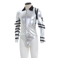 Astricos Michael Jackson Inspired BAD Tour Silver Shine Bodysuit Jacket - Embody the King of Pop - Astricos