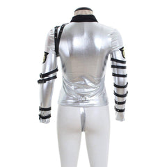 Astricos Michael Jackson Inspired BAD Tour Silver Shine Bodysuit Jacket - Embody the King of Pop - Astricos