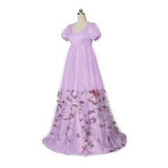 Royal Purple Double-Layer Silk Empire Gown | Astricos Inspired Cosplay Costume - Astricos