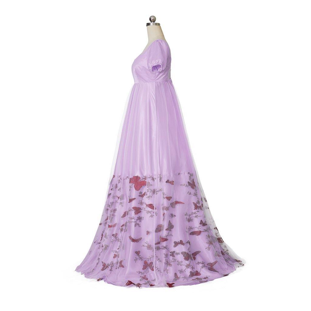 Royal Purple Double-Layer Silk Empire Gown | Astricos Inspired Cosplay Costume - Astricos