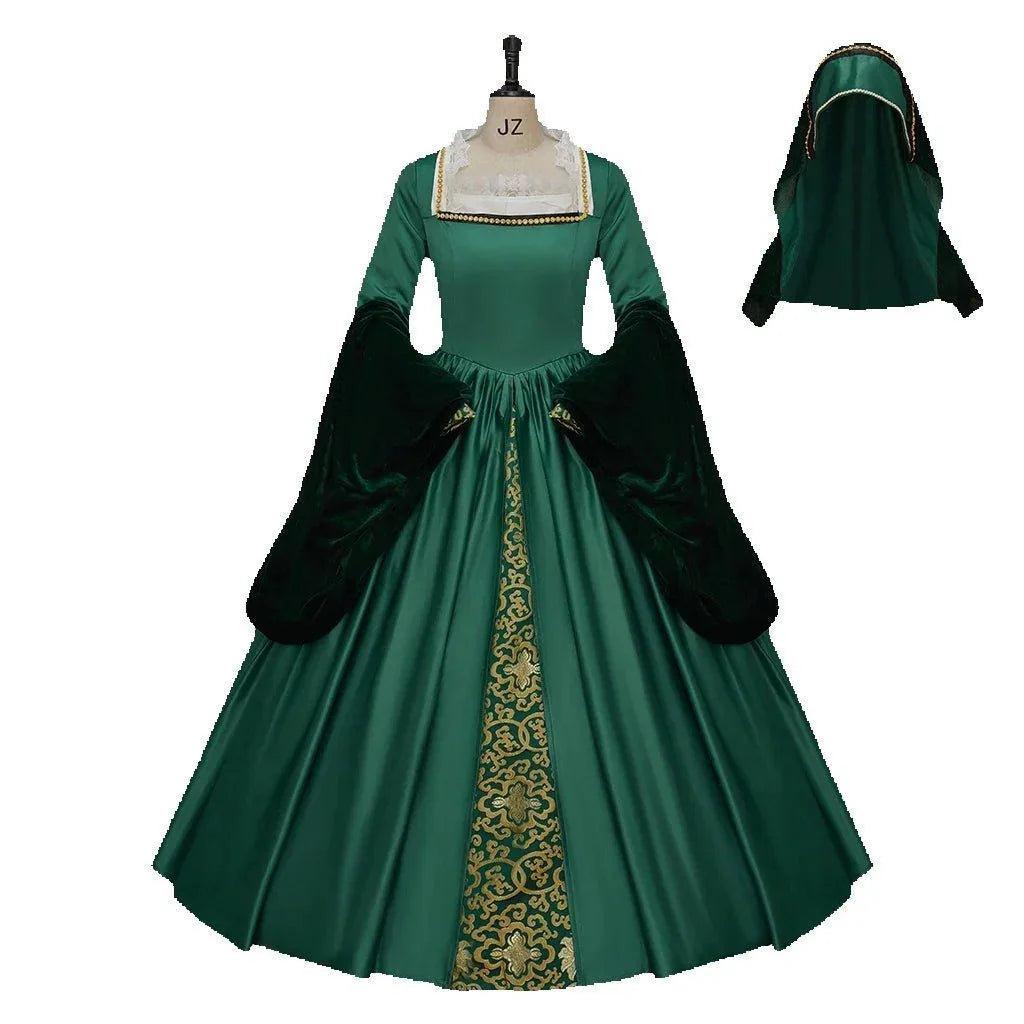 Astricos Queen Elizabeth Tudor Green Cosplay Costume - Elegant Historical Dress - Astricos