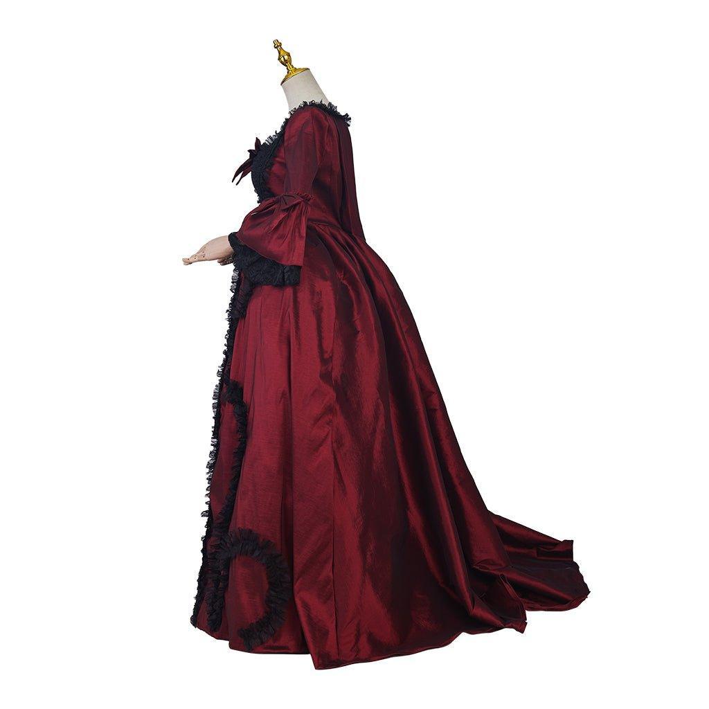 Astricos Rococo Rose Red Ball Gown | Elegant Vintage Princess Costume for Cosplay, Halloween, and Events - Astricos